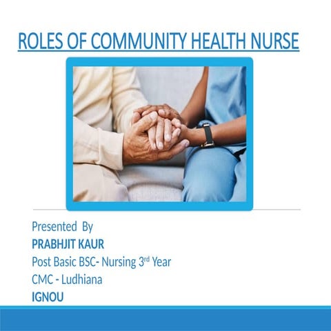 Nurse's role in community Health nurse | PPT