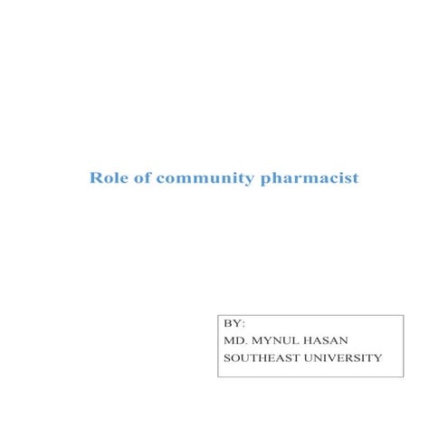 Role of community pharmacist