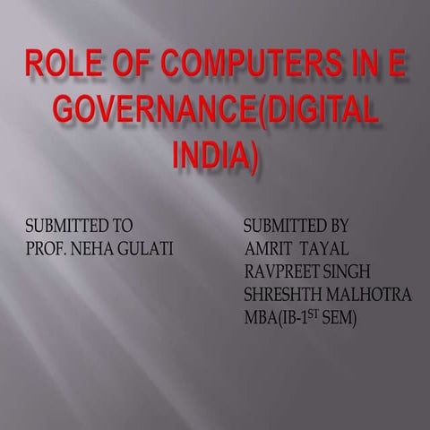 Role of computers in E governance