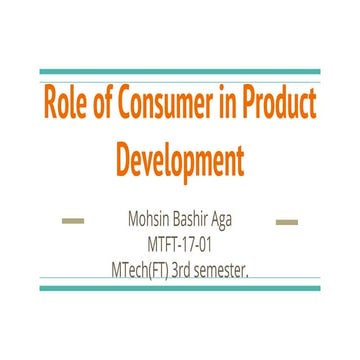 Role of consumer in food product developnment