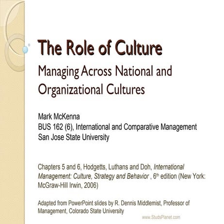 Role of culture | PPT