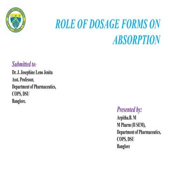 Role of Dosage Forms on absorption.