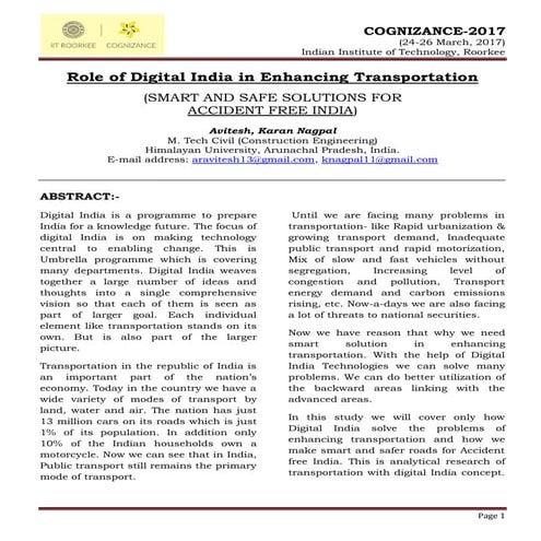 Role of digital india in enhancing transportation