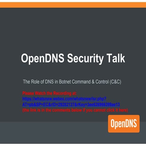 Role of DNS in Botnet Command and Control