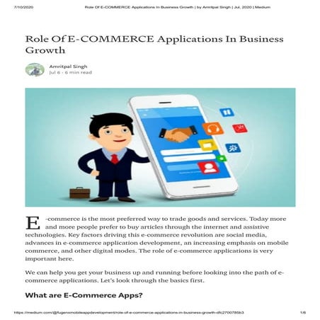 Role of e commerce applications in business growth   by amritpal singh - jul,...