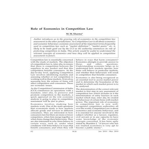 Role Of Economics In Competition Law | PDF