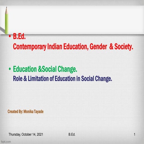 Role of Education in Social Change | PPTX