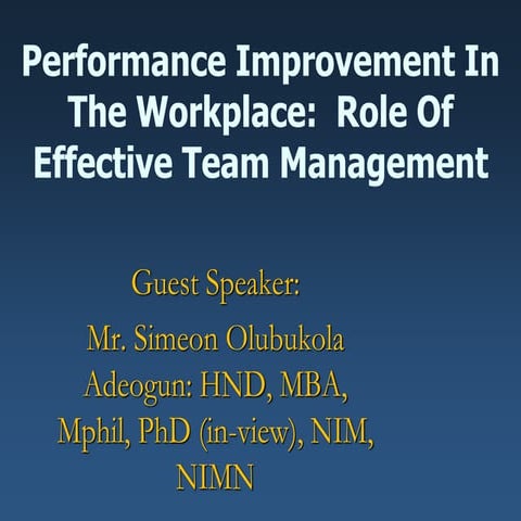 Role of Effective Team Management by Leader
