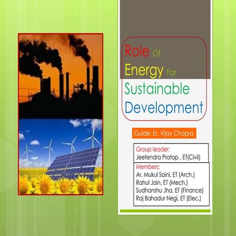Role of energy in sustainable development