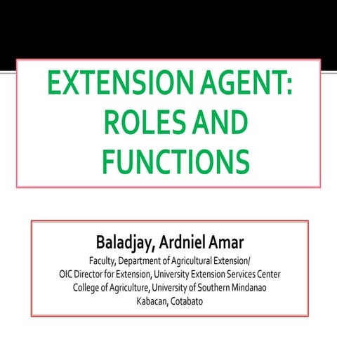Role of extension agent