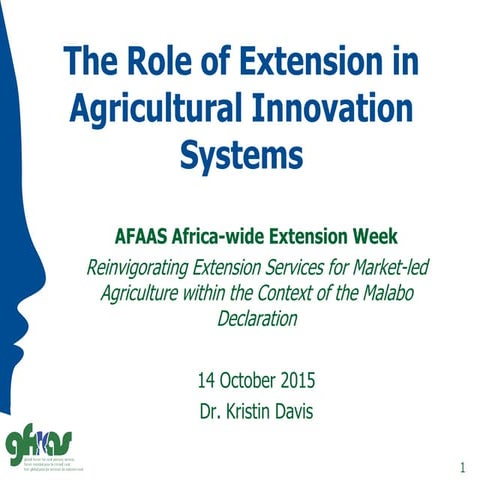 Role of Extension in Agricultural Innovation Systems_Kristin Davis | PDF