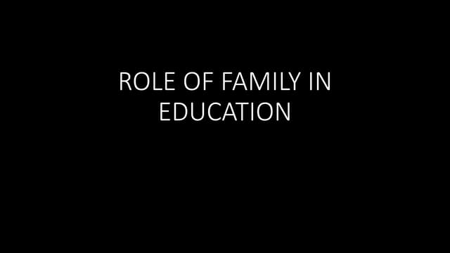 Role of family in education