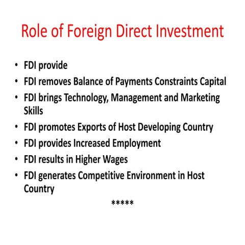 Role of FDI