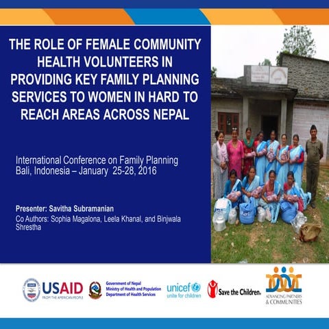 The Role of Female Community Health Volunteers in Providing Key Family Planni...