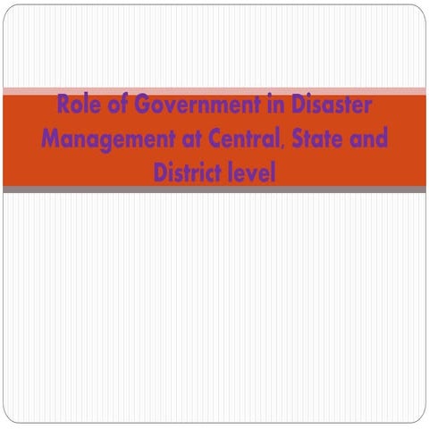 Role of government in disaster management at central tam 2013-20