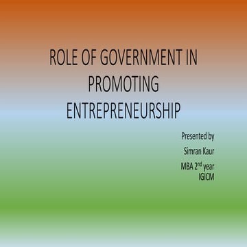 Role of government in promoting entrepreneurship