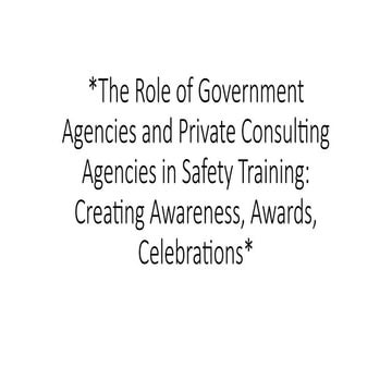 Role of govt agencies for industrial safety