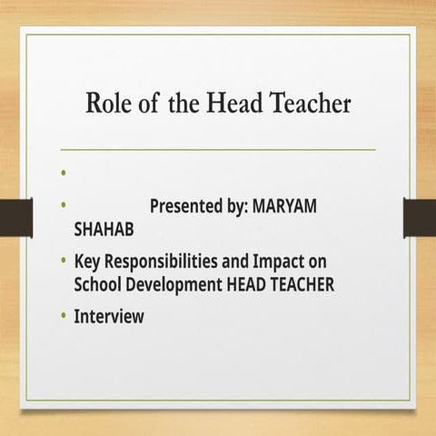 duties and responsibilities of Headmaster | PDF