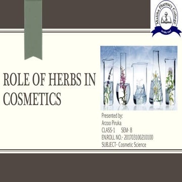 Role of herbs in cosmetic