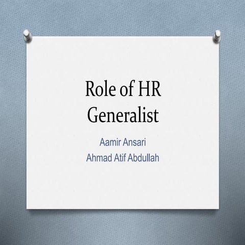 Role of hr generalist
