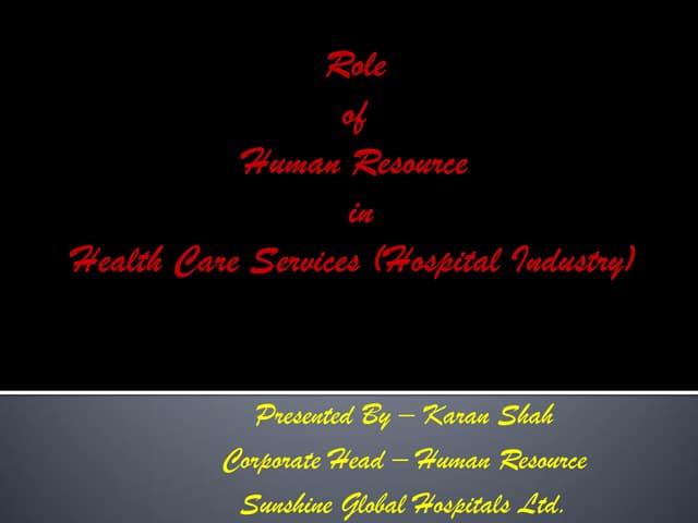Role of hr in hospital industry