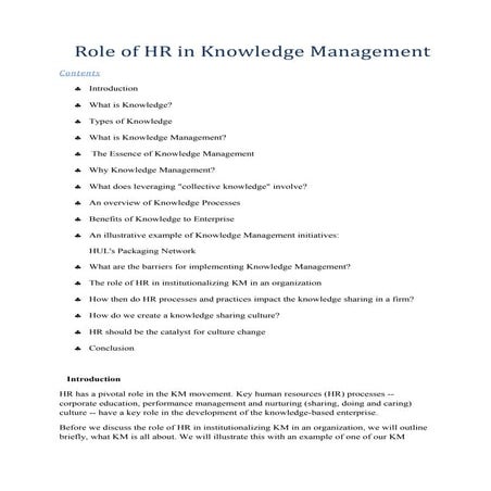 Role of hr in knowledeg management final hard copy 2003
