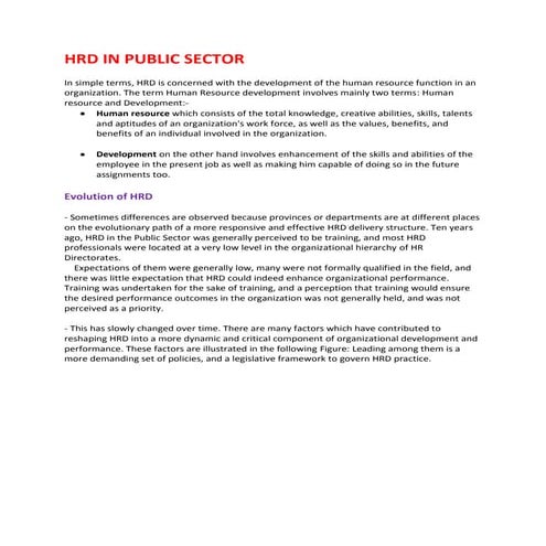 Role of human resource development in public sector