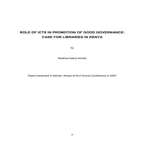 Role of icts in promotion of good governance   case for libraries in kenya