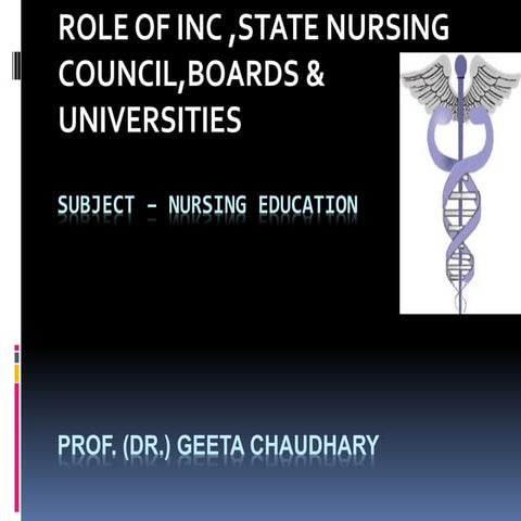 ROLE OF INC ,STATE NURSING COUNCIL,BOARDS & UNIVERSITIES