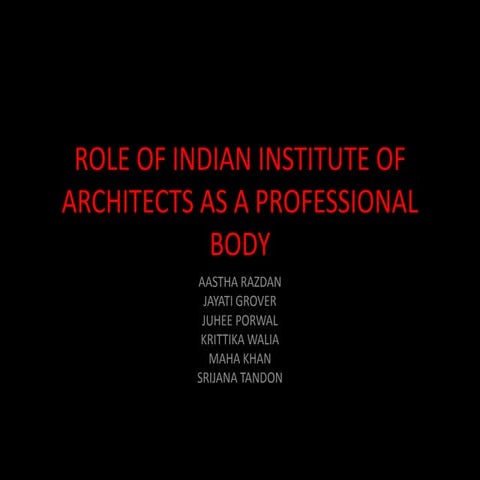 Role of Indian Institute of Architects as a professional body in India