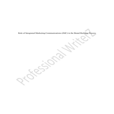 Role of integrated marketing communications (imc) in the brand building process