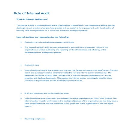 Role of internal audit