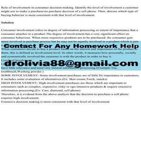 Role of involvement in consumer decision-making. Identify the level .pdf