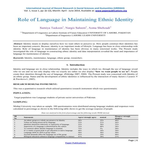 Role of Language in Maintaining Ethnic Identity | PDF