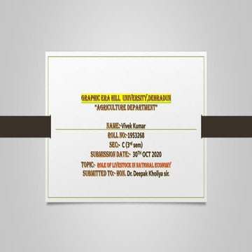 Role of livestock in national economy