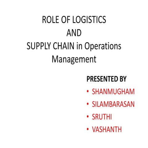 Role of logistics and scm   om
