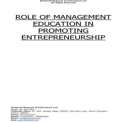 Role of management education in promoting entrepreneurship [www.writekraft.com]