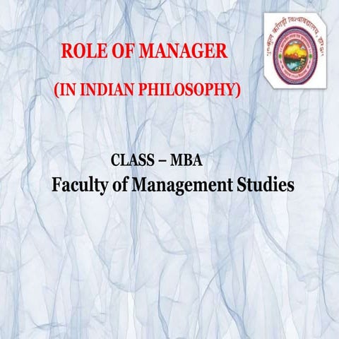 Role of manager