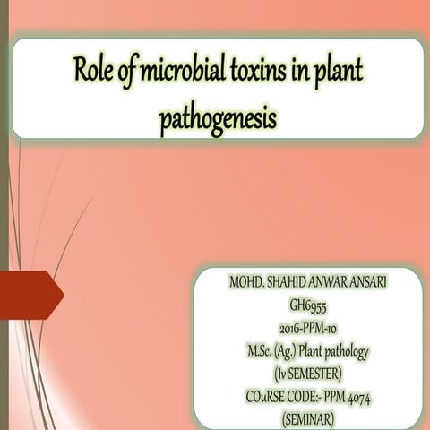 Role of microbial toxins in plant pathogenesis
