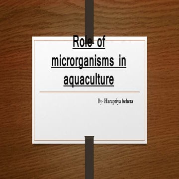 Role of microrganisms in aquaculture. c