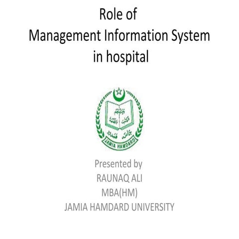 Role of mis in hospital