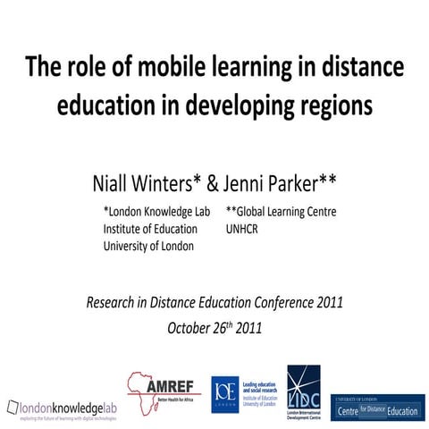 Role of mobile in distance education