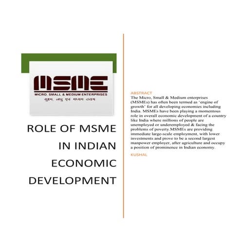 Role of msme in indian economic development