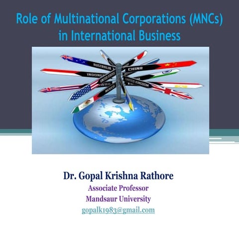 Role of multinational corporations (MNCs) in international Business