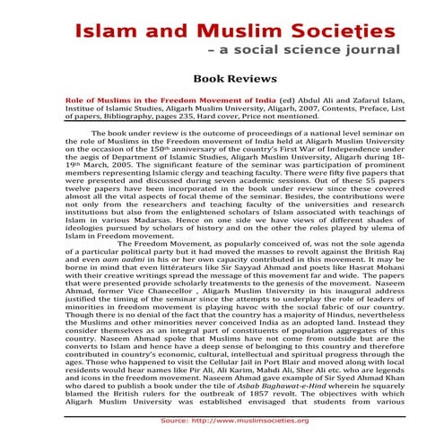 Role of muslims in the freedom movement of india