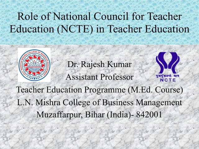 Role of National Council for Teacher Education