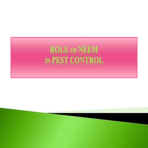 Role of neem in plant protection