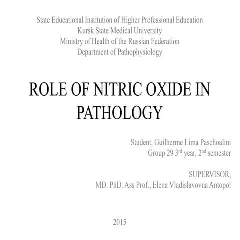 Role of Nitric oxide & Nitric oxide synthases (NOS) | PPT