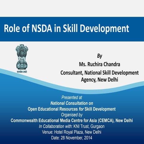 Role of NSDA in Skill Development by Ms. Ruchira Chandra