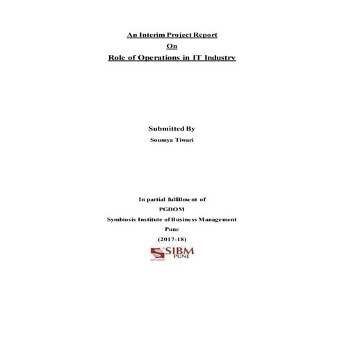 Role of Operations in IT Industry